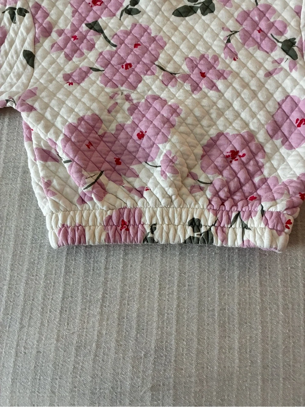 Old Navy Fall Toddler Quilted Cream Pink Cherry Blossom Floral Sweatshirt 3T EUC